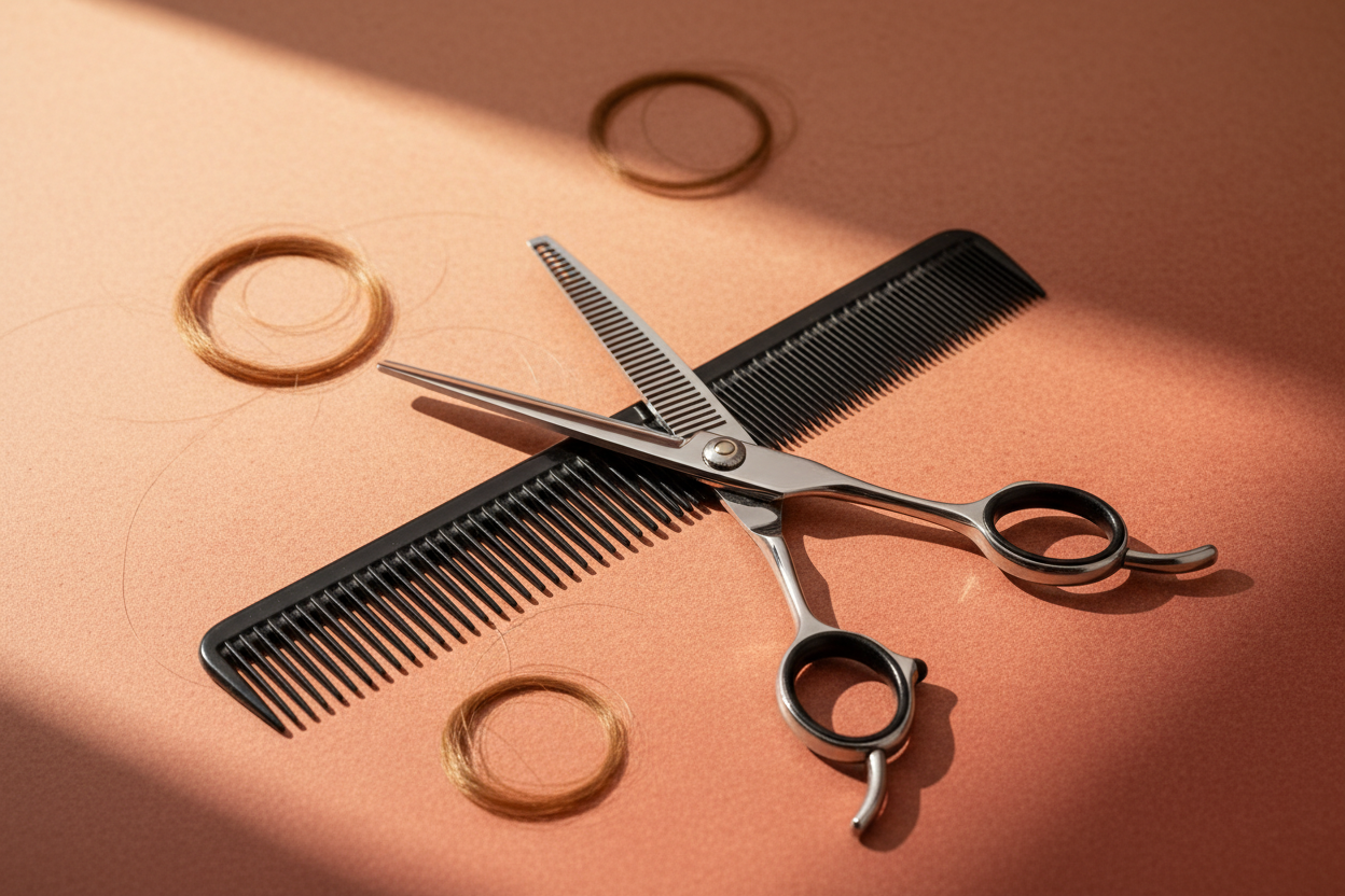 kokeile uudelleen sakset kampa ja lämmin tausta